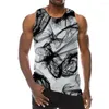 Canotte da uomo Abstract Black Top 3D Print Beach Texture Gym Gilet senza maniche con motivo grafico