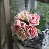 Dekorativa blommor Rose Bouquet Artificial Flower Wedding Holding Home Improvement Silk Arrangemang