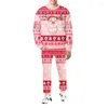 Erkek Trailtsits Noel Sweaters Trailsuit Giyim Çiftleri 3D Baskı Pembe Piggy Aile Pantolonlu Tatlı Gösteriler 2 Parçalı Setler Büyük Boy 6xl