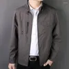 Mäns jackor 2023 Spring och Autumn Jacket Slim Business Coat Thin Casual Solid Color Top for Mens