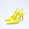 Dress Shoes High Heels Women 2023 Autumn Stiletto Pumps Casual Pointed Toe Slingback Woman Pink Heeld Sandals Fashion Party