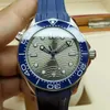 Herrklocka Ceramics Circle Mouth Luxury Rubber Professional Water Resistant Blue Dial Sapphire Automatic Watches225J