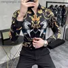 Chemises décontractées pour hommes LIFENWENNA Fashion Print Shirt Men Royal Retro Chemises à manches longues Party NightClub Tuxedo Shirts Casual Slim Fit Streetwear Homme T230714