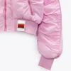 Trench da donna 2023 Cappotto caldo invernale Moda Parka Giacca da baseball Top a maniche lunghe con scollo a V Bomber da donna Tasche con cerniera ritagliate rosa