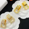 Pendientes de Diamante llamativos, abalorio elegante, pendientes para mujer, pendientes de gota de oro, pendientes clásicos Retro con clase, joyería de fiesta con paquete de caja