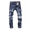 Jeans Masculino 2023 Calças Longas Para Homem Cowboy Denim Calças Roupas Meninos Distintivo Lacado Moda Streetwear Bonito