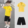 Tshirts 2pcs tracksuit Summer Child Clothes Baby teen Boys loose polo Deer TShirt cargo Shorts pocket pants 6 8 10 12 14 years 230713