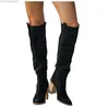 Bottes femmes mode décontracté rétro long genou Cowboy botte carré talons hauts bottes pour femmes à la mode Z230714