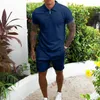 Męskie dresy męskie koszulę sportową męską koszulę Polo Casual Street Ubrania bawełniana koszula i szorty luksusowe ubranie 2-częściowy garnitur S-3XL 230714