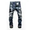 Jeans Masculino 2023 Calças Longas Para Homem Cowboy Denim Calças Roupas Meninos Distintivo Lacado Moda Streetwear Bonito