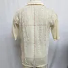 Men's Casual Shirts European American Sexy Perspective Cardigan Lace Cut Out Shirt Nightclub Performance Set Cool Breathable Top