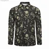 Men's Casual Shirts Metal Music Skull Shirt Men Rock Grunge Punk Casual Shirts Autumn Custom Blouses Long Sleeve Cool Oversize Tops Birthday Gift T230714