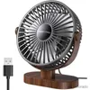 Ventiladores eléctricos 6.4 pulgadas Ventilador de escritorio USB de madera Velocidades Silencioso Ventilador de mesa de escritorio portátil Mini ventilador personal para el hogar Oficina Coche