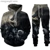 Survêtements pour hommes Wolf 3d Sweat à capuche imprimé Pantalons Costumes Hommes Survêtement Automne Hiver Casual Sweashirt Pull Homme Ensemble De Mode Vêtements Pour Hommes Costume T230714