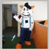 2018 Costume de mascotte de vache à lait blanc et noir de haute qualité Taureau Veau Mascotte de lait Déguisements Costumes Taille de costume adulte pour Ha252N