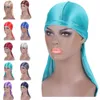 New Fashion Uomo Donna Satin Durags Biker Copricapo Skull Cap Bandana Uomo Silky Durag Doo Rag Turbante Cappello Fascia Accessori per capelli