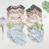 Ensembles de vêtements été bébé enfants barboteuse à manches courtes fleur imprimé body et pantalon 2 pièces garçons filles 230713