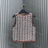 Womens Designer Knit Tank Top Cardigan Vest Top Elegant Temperament Solid Elastic Knit Slim Fit Sleeveless Vest