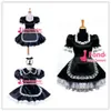 Sissy Maid Black Satin Uniform Blockable Comsplay Costum