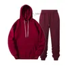 Tracksuits masculinos moletom com capuz conjunto hip hop lã sólida quente thread punhos elástico moda roxo sportswear casual hoodie z230717