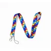 Cell Phone Straps Charms Designer Strap Autism Awareness Puzzle Pattern Lanyard For Key Neck Card Id Badge Holder Chain Keyring Ac Dh3Wa