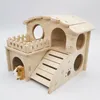 Fournitures pour petits animaux Hamster balançoire balançoirepetit nid maison en bois massif dormir ours en soie doré Villa ToySupplies 230713