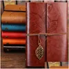 Anteckningar Vintage Studenter Bandage Notebook Solid Color Pu er Leather Journal Travel Diary Books Retro Notepad Note Book Stationery G DHV0L