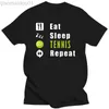 T-shirts pour hommes Design Humour Eat sleep tennis repeat tee shirt hommes été Photos t-shirts pour hommes S-5xl 100% coton humoristique Tee tops L230713