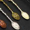 Vintage Carved Crystal Head Coffee Spoon Zinc Alloy Fruit Dessert Ice Cream Spoon Mugs Stirring Spoons Kitchen Seasoning Scoops TH0947