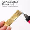 Nagelkonstsatser 1st Golden Copper Wire Borr Bit Brush Cleaning Portable Tools Milling Cutter för Manicure Burr Bits Cleaner Accessories
