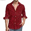 Men's Casual Shirts Leopard Spots Shirt Men Red and Black Casual Shirts Spring Y2K Custom Blouses Long Sleeve Vintage Oversize Clothing Gift Idea T230714