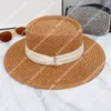 Luxe Merk Strooien Hoed Designer Emmer Hoeden Mode Vrouwen Hoge Hoeden Zomer Strand Zon Bescherming Cap Stro Gevlochten Brede rand Hoeden