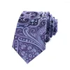 Laços Vintag 7CM Mens Gravata Roxo Azul Floral Paisley Ascot Para Homem Casamento Poliéster Seda Gravata Negócios Festa Corbatas Para