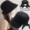 Szerokie brzegi czapki rybakowie czapki kobiety bowknot krawat Panama Sun Hat Składany letni podróż UV Protection Sunhats Busket