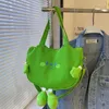 Avondtassen Dames Crossbody Tas Handtas Leuke Cartoon Borduurwerk Erwt Pod Schouder Dame Katoenen Canvas Tote Groen