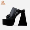 Pantoufles PRXDONG été femmes chaussures Sexy talons hauts plate-forme épaisse chaussures noir bleu robe fête décontracté femme pantoufles taille 34-43 230713