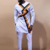 Chándales para hombres Hombres Dashiki Camisa de manga larga Conjunto de pantalón blanco para hombre Traje de 2 piezas Traje de ropa tradicional para hombre Camiseta Trajes de pantalón para 230713