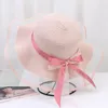 Wide Brim Hats 2023 Korean Style Woman Straw Hat Bow Ribbon Large Sunshade Ins Outing Fashion Beach Holiday Ladies Sun
