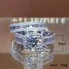 Bling Bling vvs moissanite Pierścień 100% 925 Sterling Ring Designer Style Nowy kwadratowy dwuczęściowy dwuczęściowy zestaw pierścionkowy damski biżuteria