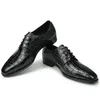 Aligator mass de moda genuína vestido de impressão de couro formal oxfords renda masculina zapatos de hombre 937