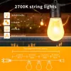 LED Festoon Lights Remote Control, Outdoor String Lights with Waterproof Shatterproof Dimmable 2700K Warm White 20 S14 Bulbs, Linkable Hanging Lights Ceiling