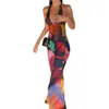 Casual Dresses Sexy Prom Dress Low-cut Lady Party V-neck Full Length Summer Beach Beachwear