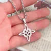 Vintage Stainless Steel Witch Irish Knot Pendant Necklace Celtic Cross Women Men Good Luck Necklaces Amulet Jewelry