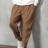 Calça Masculina Casual Casa Viagem Cor Sólida Ligeiramente Caída Meninas Calça de Moletom Atlética Grande