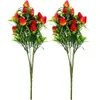 Decorative Flowers 2 Pcs Simulated Strawberry Wedding Bunch Fake Adorn Po Props Ornament Bride Bouquets Branch Artificial