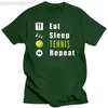 T-shirts pour hommes Design Humour Eat sleep tennis repeat tee shirt hommes été Photos t-shirts pour hommes S-5xl 100% coton humoristique Tee tops L230713