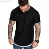 Herr t-shirts heta mäns t-shirts veckade skrynkliga smala fit o hals kort ärm muskel solida avslappnade toppar skjortor sommaren grundläggande tee ny l230713