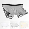 Caleçon Hommes Entièrement Transparent Mesh Boxer Briefs Sous-Vêtements Sexy Pantalon Ultra-Mince Respirant Voir À Travers Nylon Shorts Lingerie Érotique