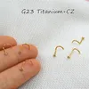 ネーブルベルボタンリング50pcs/lot czノーズスタッドスクリューG23ノーズリングノーズピアス20G 230713