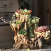 Jardinières Pots Américain Cassé Racine Forme Bois Succulent Résine Pot De Fleur Extérieur Balcon Ameublement Artisanat Jardin Villa Ornements Décoration L230714